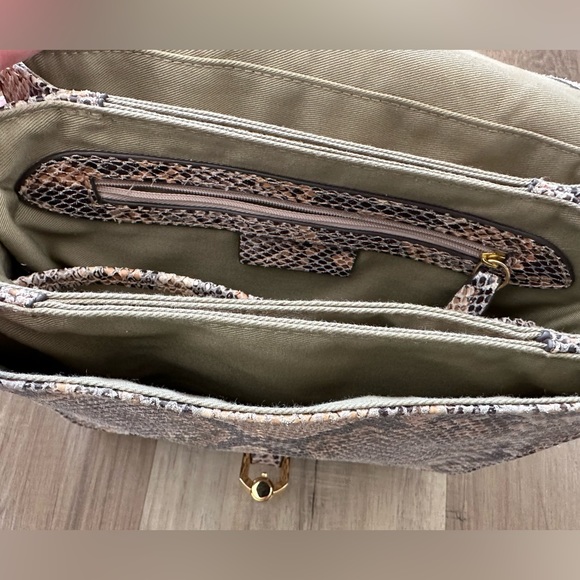 G.I.L.I. Leather Sporty Crossbody with Canvas Strap - Peach Python - Picture 7 of 10